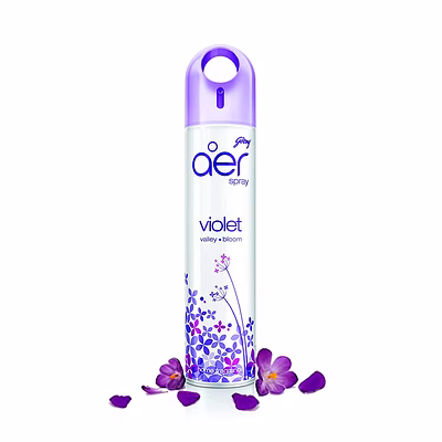 godrej aer spray, air freshener for home & office - violet valley bloom | long-lasting fragrance (240 ml)