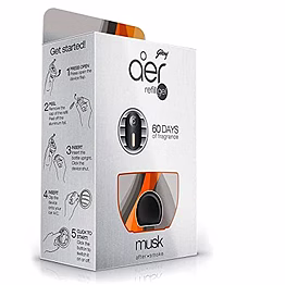 godrej aer click, car air freshener refill pack - musk after smoke (10g)