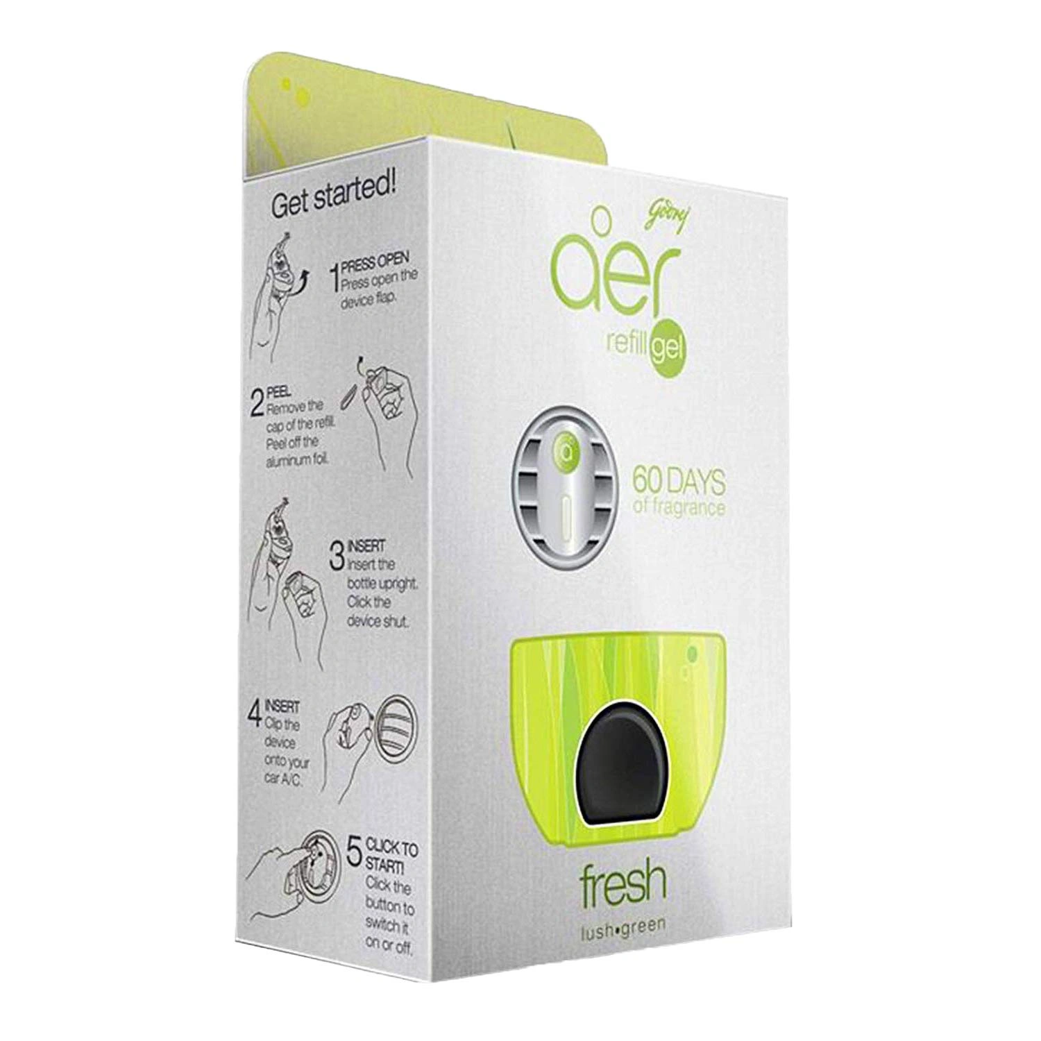 Godrej aer click, Car Air Freshener Refill Pack - Fresh Lush Green (10g)-RFFRSH