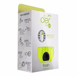 godrej aer click, car air freshener refill pack - fresh lush green (10g)