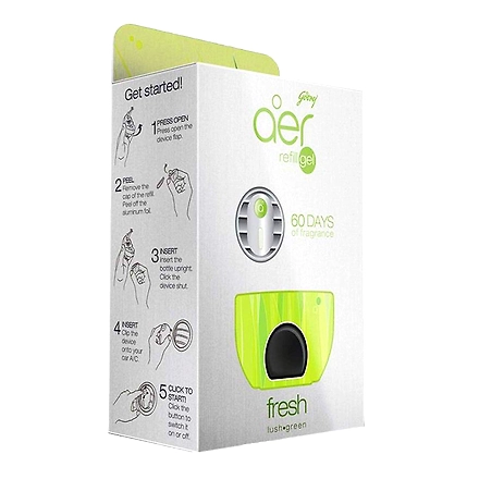Godrej aer click, Car Air Freshener Refill Pack - Fresh Lush Green (10g)-RFFRSH