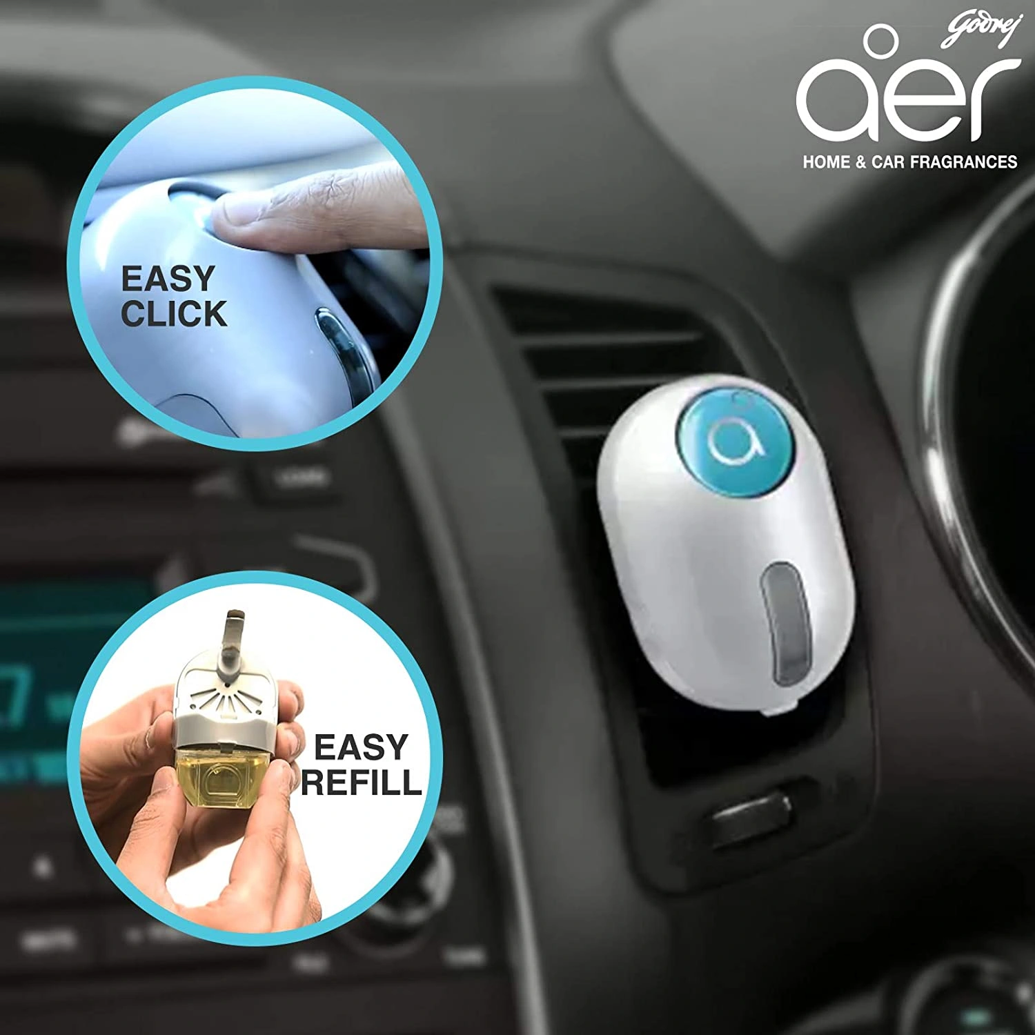 Godrej aer click, Car Air Freshener Refill Pack - Cool Surf Blue (10g)-1