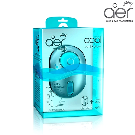 Godrej aer click, Car Vent Air Freshener Kit - Cool Surf Blue (10g)-1