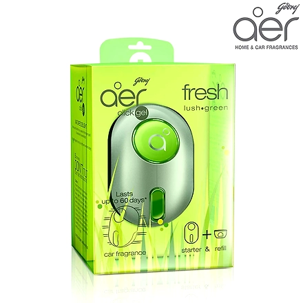 Godrej aer click, Car Vent Air Freshener Kit - Fresh Lush Green (10g)-1