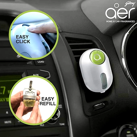 Godrej aer click, Car Vent Air Freshener Kit - Fresh Lush Green (10g)-3
