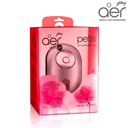 Godrej aer click, Car Vent Air Freshener Kit - Petal Crush Pink (10g)-1