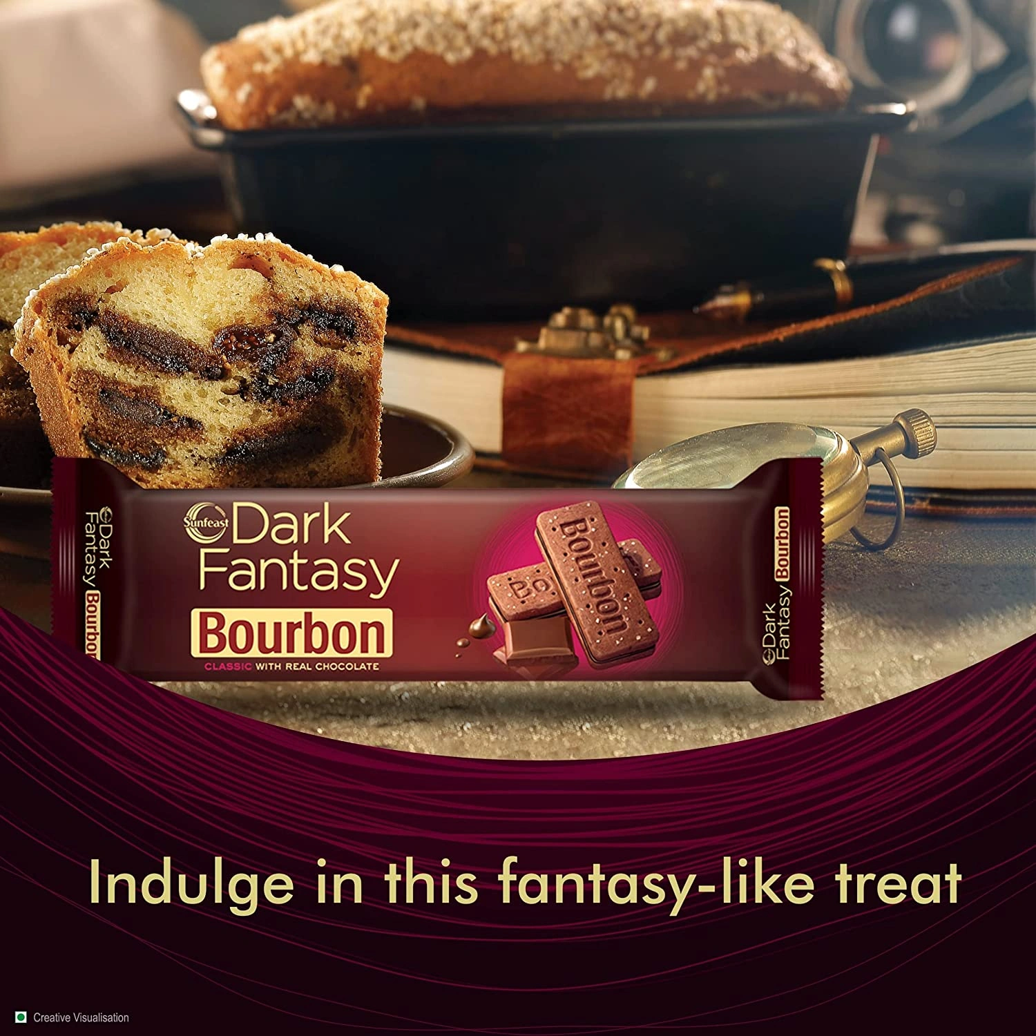 Sunfeast Dark Fantasy Bourbon, Classic Biscuit Made With Real Chocolate, 100g-4