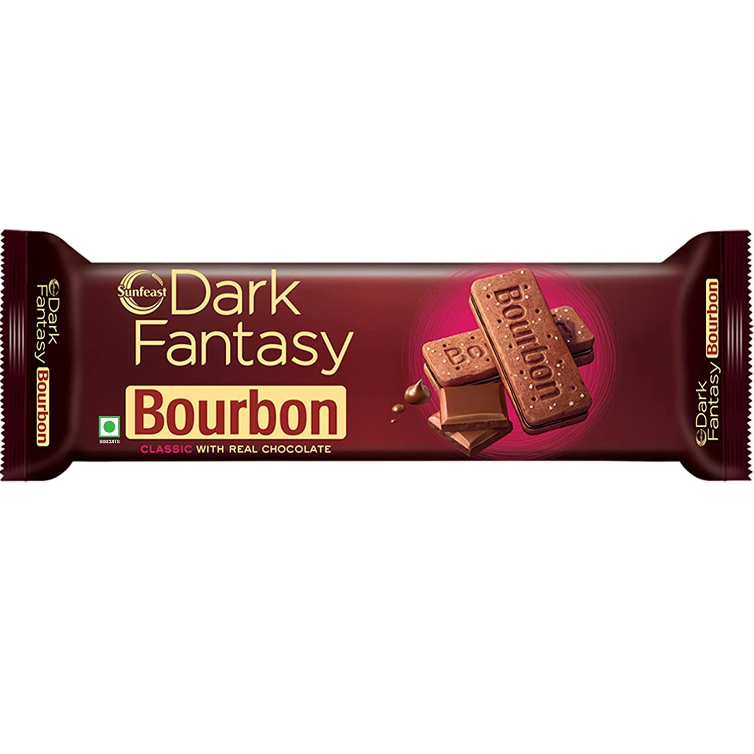 Sunfeast Dark Fantasy Bourbon, Classic Biscuit Made With Real Chocolate, 100g-DFBRB