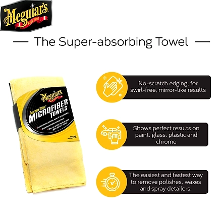 Meguiar's Supreme Shine Thick Deep Microfibre Dual-Sided Washable High Absorbent Car Cleaning Towel (X2010EU) Microfiber-1