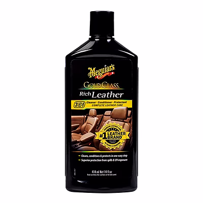 meguiars meguiar's g7214 gold class leather cleaner & conditioner (soft, supple look & feel, uv & spill protection) 414 ml