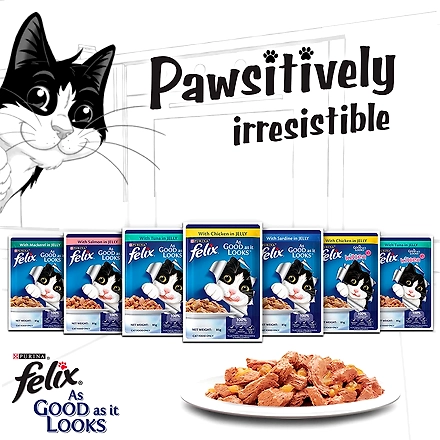 FELIX® As Good As It Looks Wet Food for Adult Cats|Complete and Balanced Cat Food |Salmon Flavour |12 Pouches (12 x 85 g) |Buy 10 Get 2 Free-4