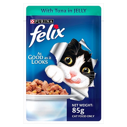 FELIX® As Good As It Looks Wet Food for Adult Cats|Complete and Balanced Cat Food |Tuna Flavour |12 Pouches (12 x 85 g) |Buy 10 Get 2 Free-1