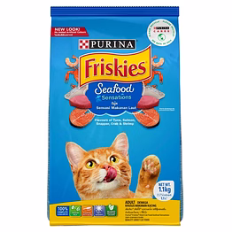 purina friskies seafood sensations dry adult cat food, tuna salmon whitefish crab & shrimp flavours, 1.1kg