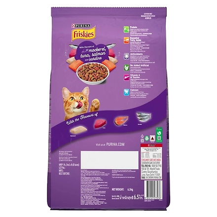 Purina FRISKIES Surfin' Favourites Dry Adult Cat Food, Mackerel Tuna Salmon &amp; Sardine Flavours, 6.5kg-6.5-1