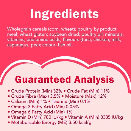 Purina Friskies Kitten Discoveries Baby Cat Dry Food, Tuna Chicken Milk Vegetables &amp; Whole Grain Flavors, 1.1 KG Pack-3