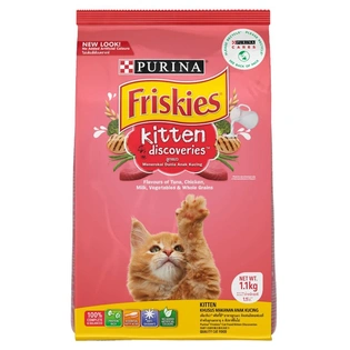 Purina Friskies Kitten Discoveries Baby Cat Dry Food, Tuna Chicken Milk Vegetables & Whole Grain Flavors, 1.1 KG Pack