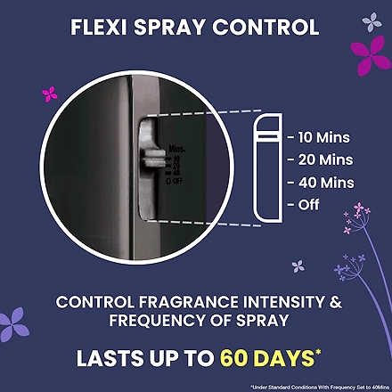 Godrej aer Matic Kit - Automatic Room Fresheners with Flexi Control Spray | Violet Valley Bloom | 2200 Sprays Guaranteed | Lasts up to 60 days (225ml)-1