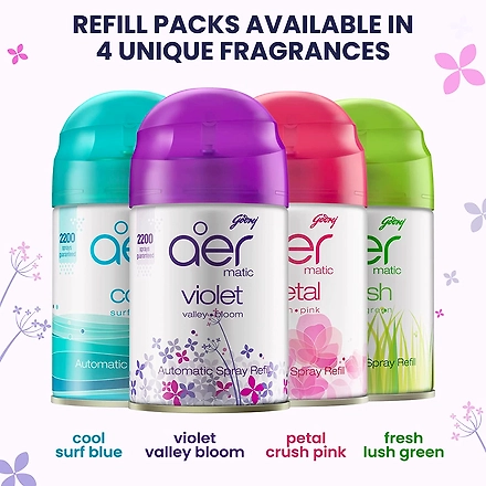 Godrej aer Matic Kit - Automatic Room Fresheners with Flexi Control Spray | Cool Surf Blue | 2200 Sprays Guaranteed | Lasts up to 60 days (225ml)-3