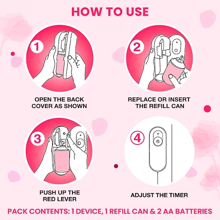 Godrej aer Matic Kit - Automatic Room Fresheners with Flexi Control Spray | Petal Crush Pink,Relax | 2200 Sprays Guaranteed | Lasts up to 60 days (225ml)-1