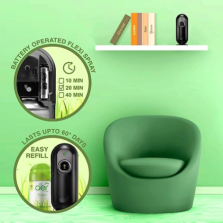 Godrej aer Matic Refill - Automatic Room Fresheners | Fresh Lush Green | 2200 Sprays Guaranteed | Lasts up to 60 days (225ml)-2