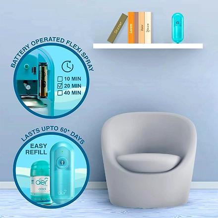 Godrej aer Matic Refill - Automatic Room Fresheners | Cool Surf Blue | 2200 Sprays Guaranteed | Lasts up to 60 days (225ml)-2