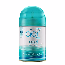 godrej aer matic refill - automatic room fresheners | cool surf blue | 2200 sprays guaranteed | lasts up to 60 days (225ml)