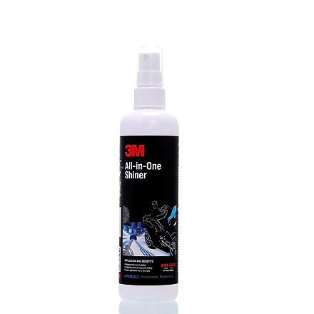 3M All-in-One Shiner (250 ml) | Restore shine on plastic &amp; leather parts on Bikes | Reduce Dust accumulation-3