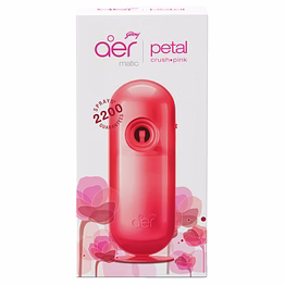 godrej aer matic kit - automatic room fresheners with flexi control spray | petal crush pink,relax | 2200 sprays guaranteed | lasts up to 60 days (225ml)