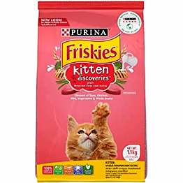 purina friskies kitten discoveries baby cat dry food, tuna chicken milk vegetables & whole grain flavours, 400 gms