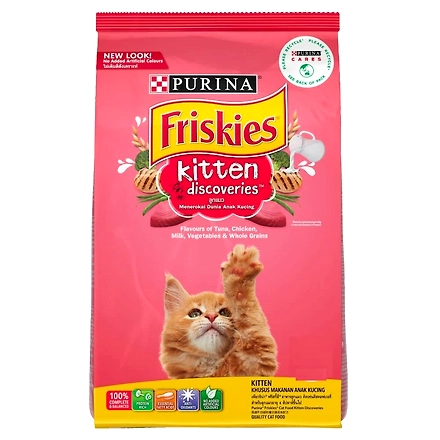 Purina Friskies Kitten Discoveries Baby Cat Dry Food, Tuna Chicken Milk Vegetables &amp; Whole Grain Flavours, 400 gms-400gms