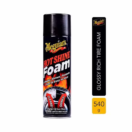 MEGUIAR'S Hot Shine Tire Foam Easy to use Aerosol Tire Shine with UV Protection for Glossy, Rich Black Tires-HOTSHINEFOAM