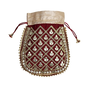 A Kool Kraft -Gotta Patti Traditional Silk Potli Bag | Festival | Function | Celebration | Gift
