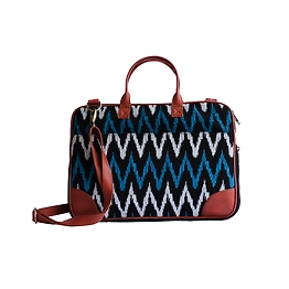 A KOOL KRAFT- Men and Women|Faux Leather|Cotton Fabric|Laptop Messenger Handbag|Size 15X11.5X3 inches|Tablets|I-Pad|Office|Travel|Professionals|Working|Detachable Shoulder Strap|Zig-Zag Print