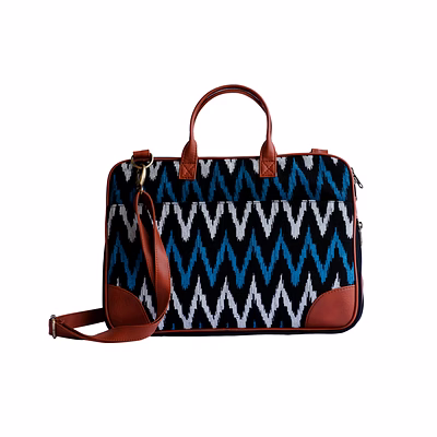 a kool kraft- men and women|faux leather|cotton fabric|laptop messenger handbag|size 15x11.5x3 inches|tablets|i-pad|office|travel|professionals|working|detachable shoulder strap|zig-zag print