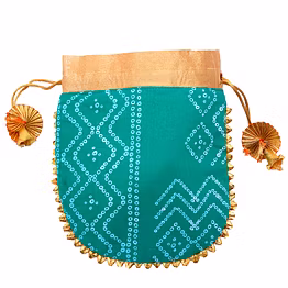 A KOOL KRAFT- Women Rajasthani Traditional Bandhej Print Green Cotton Potli for Shagun Function Festival Celebration Return Gift Drawstring Pouches Multi Purpose 8.5X7.5 Inches