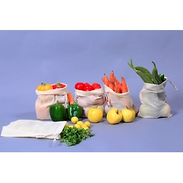 A KOOL KRAFT- 100% Cotton Eco-Friendly Reusable Washable Fridge Storage Potli Bag for Vegetable and Fruits Dry Fruits use multipurpose Set of 5 pcs Size 10X8 Inches