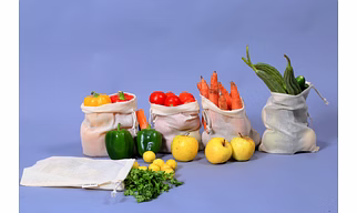 A KOOL KRAFT- 100% Cotton Eco-Friendly Reusable Washable Fridge Storage Potli Bag for Vegetable and Fruits Dry Fruits use multipurpose Set of 5 pcs Size 10X8 Inches