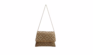 A KOOL KRAFT- WOMEN SLING BAG | CROSS-BODY | BUTI PRINT | BROCADE FABRIC | GOLD CHAIN | MAGNET WITH ZIP CLOSER