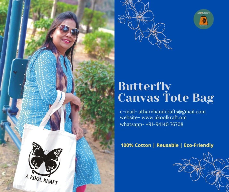 A KOOL KRAFT- Butterfly Tote Bag-1