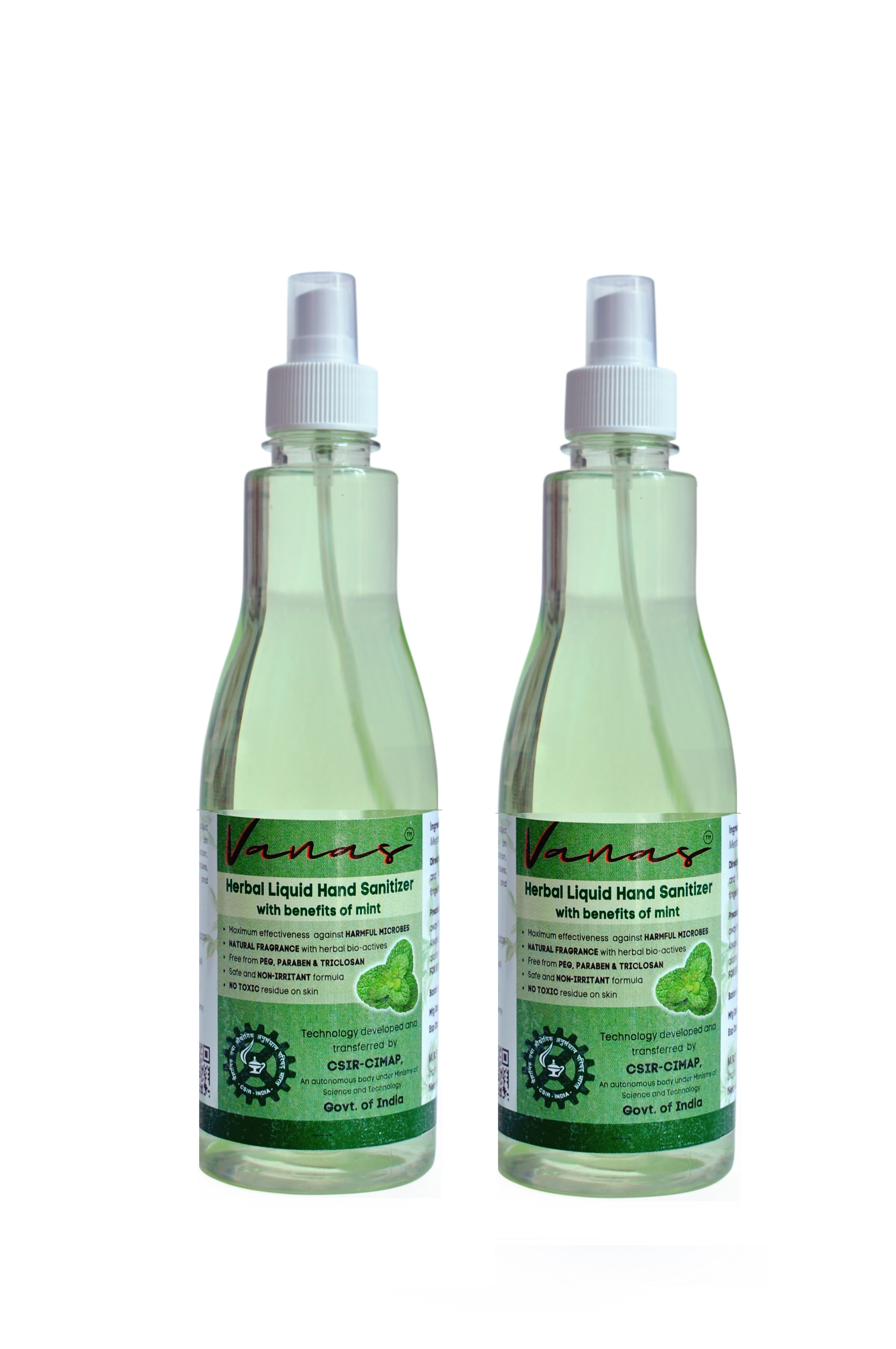 Vanas Herbal Liquid Hand Sanitizer 100ml (Pack of 2 -Mist Bottle)-10689506