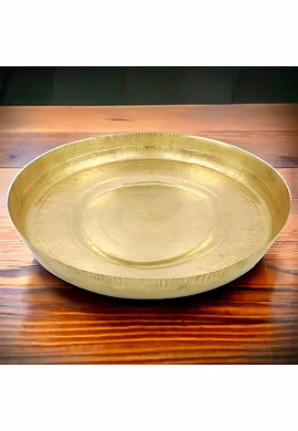 Brass Parat Thali in Golden Look