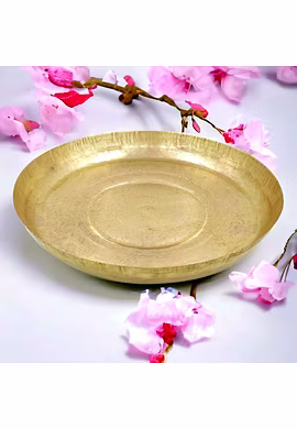 Brass Parat Thali in Golden Look