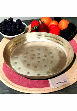 Brass Golden Rajgadhi Thali 12 in 750 gm