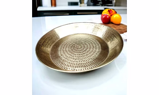 Brass Golden Punjabi Parat Thali 12 in 1.5 kg