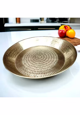 Brass Golden Punjabi Parat Thali 12 in 1.5 kg