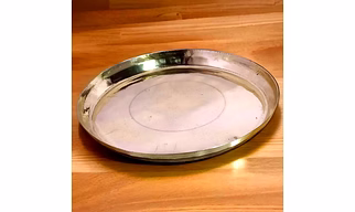 Brass Golden Purvi Parat Thali 16 in 1.2 kg