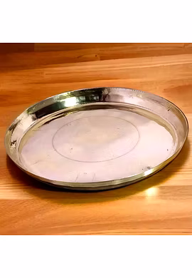 Brass Golden Purvi Parat Thali 16 in 1.2 kg