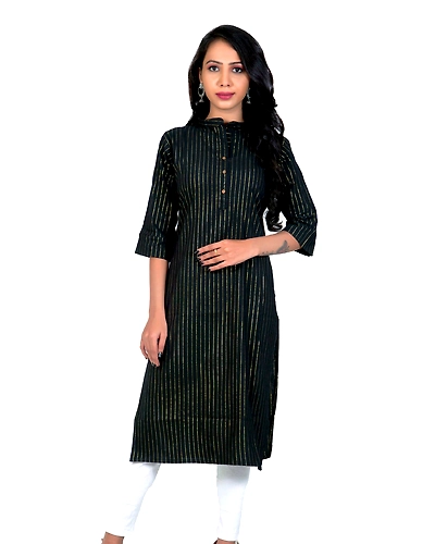 Black Golden Lining Kurti-3