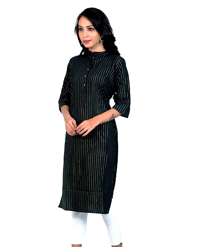 Black Golden Lining Kurti-1