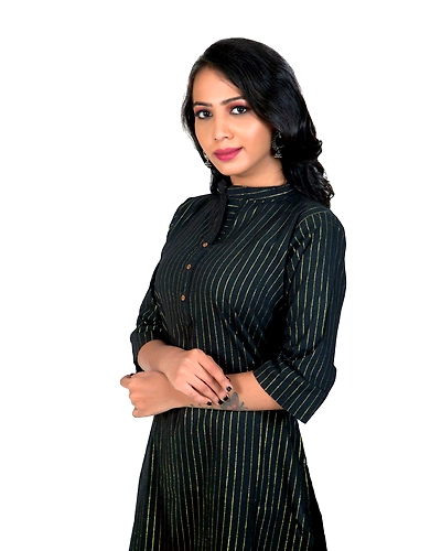 Black Golden Lining Kurti-10665012
